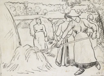 Kompositionsstudie von Erntearbeitern in einer Landschaft, ca. 1893